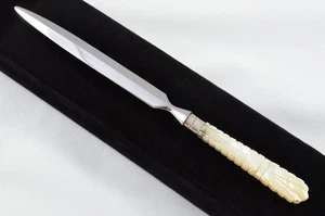 Sheffield Silver Ferruled Carved Mother of Pearl Handled Letter Opener 1918 - Picture 1 of 6