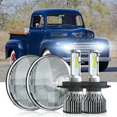 2pcs 7" Inch Round LED Headlights DRL for Ford F1 1948 1949 1950 1951 1952 - Image 1 of 4