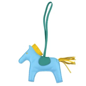 HERMES Rodeo MM Bag Charm Agneau Milo Celeste Vert Verone 90282015 - Picture 1 of 5