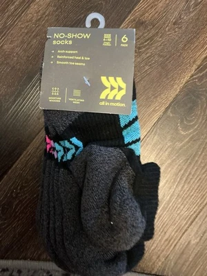 Paquete de 6 calcetines All In Motion No Show para mujer gris negro multicolor talla 4-10 Foto 1 de 4