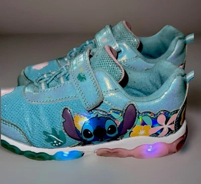 Disney Stitch Aloha Toddler Light Up Strap Shoes Size 12 Girls Preowned Adorable - Image 1 of 4