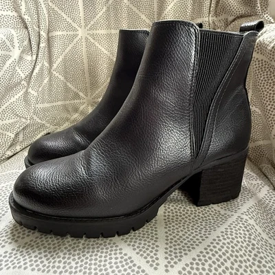 Botas de tornozelo MIA Chelsea tamanho 10M couro sintético preto robusto sola puxar JODY - Imagem 1 de 4