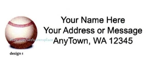 30 Personalized Base Ball Return/Mailing Address labels  1"x 2.625"  - Picture 1 of 3