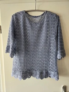 Shirt, blaues Shirt aus Spitze, Größe L - Bild 1 von 2