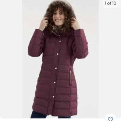 Joules 紫色中长连帽松饼外套 | 2 码 — 第 1/4 张图片