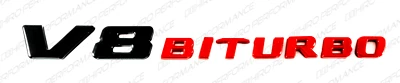 Letras emblema rojo negro brillante para Mercedes-Benz V8 biturbo GLS63 GT63 AMG Foto 1 de 4