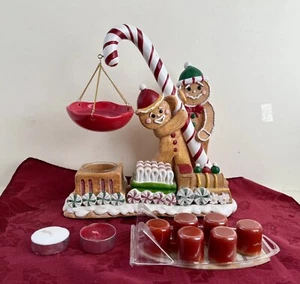 VTG YANKEE CANDLE GINGERBREAD MEN CANDY CANE & TRAIN HANGING TART WRMR #1178917 - Picture 1 of 18