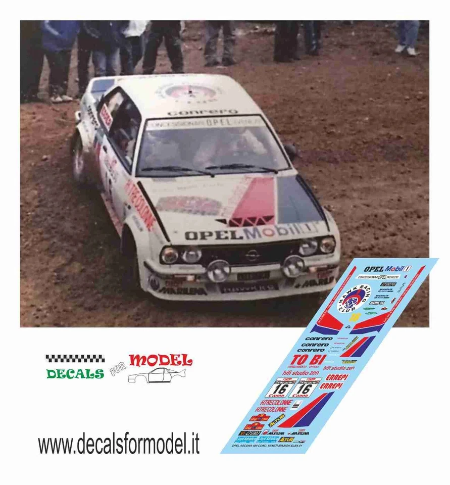 DECALS 1:43 OPEL ASCONA 400 BIASION RALLY ELBA 1981 - Immagine 1 di 1
