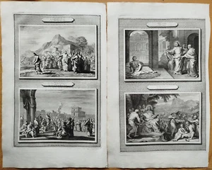 Vangelo Matteo (A) 4 stampe - Grande mortaio incisione biblica - 1700 - Foto 1 di 2