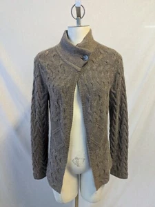 Elena Solano 100% Cashmere Open Cable Knit Cardigan Gray S/M - Picture 1 of 15