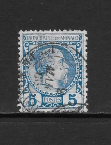 MONACO SCOTT 3 USED F/VF - 1885 5c BLUE ISSUE - PRINCE CHARLES III - Picture 1 of 2