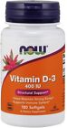 Now Foods Vitamin D3 Capsules 400IU 180 Softgels 