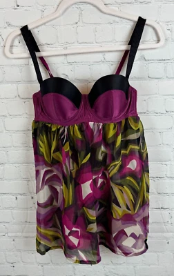 Sutiã MISSONI para TARGET preto roxo semi-transparente babydoll lingerie tamanho P - Imagem 1 de 4