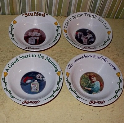 4 KELLOGG'S Cereal Advertising print BOWLS. 1907-1914 reprints of antique ads.  - Image 1 of 4