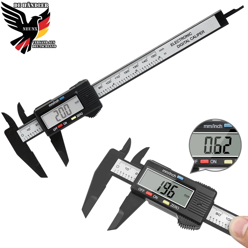 Digitaler Messschieber 0 - 150 mm Schieblehre Messlehre mit LCD Display Batterie - Bild 1 von 4