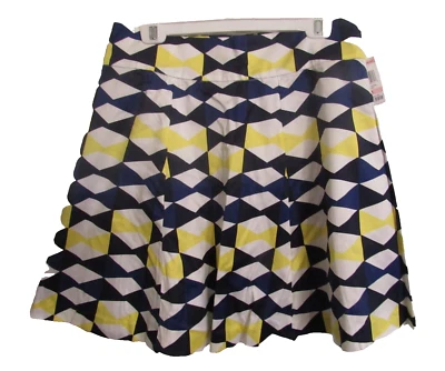 Falda estilo patinador INC Bow Tie Geo para mujer nueva con etiquetas talla 10 azul amarillo blanco coqueta Foto 1 de 4
