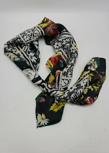 NWT Women's silk scarf paisle Black tones square 30" #163 a - Picture 1 of 11