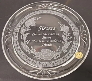 Sisters Plate 24% Lead Crystal 7"  Decorative Gift Birthday Christmas - Picture 1 of 9