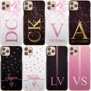 Personalised Initial Phone Case;Pink Star Marble Hard Cover For LG/OnePlus - Picture 1 of 18
