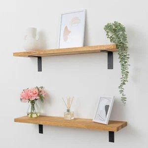 Estante flotante montado en la pared de roble macizo | Varios tamaños | Estantes de madera maciza - Imagen 1 de 17