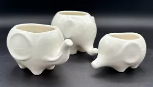 Mini macetas de cerámica con forma de elefante para suculentas juego de 3 mod blancas - Imagen 1 de 21
