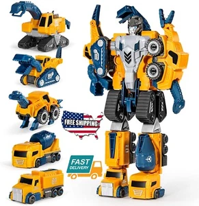 5Pcs Home Kids Toy Game Play Transforming Toddler Robot Construction Vehicle Set - Picture 1 of 7