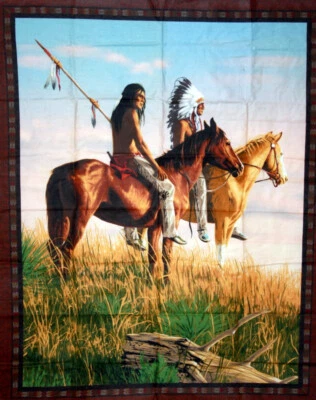 RIDING THE PLAINS IN EARLY AMERICA PANEL BY JAMES HARTMAN - 100% COTTON FABRIC - Image 1 of 4