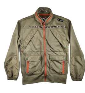 Giacca vintage ECKO UNLTD da uomo utility cerniera intera cappuccio nascosto verde militare taglia media - Foto 1 di 12