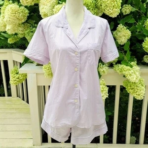 NEW! J Crew Purple End Cotton Poplin Pajama PJ Short Set NWT AY701 - Picture 1 of 15