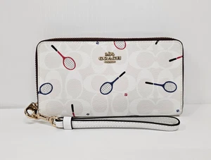 Cartera Coach C8385 Larga Cremallera con Tiza Multi Sig PVC Cuero Raqueta Estampado con Correa - Imagen 1 de 6