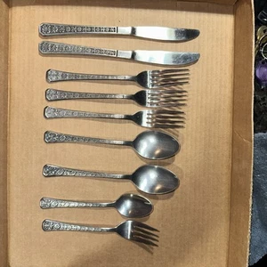 9 interpur stainless florenz Lot Flatware Silverware For Knife Spoon Lot Floral - Picture 1 of 20