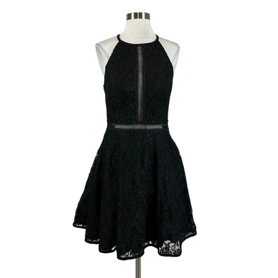 AQUA Women's Cocktail Dress Size 12 Black Lace Sleeveless Fit and Flare Mini - Image 1 of 4