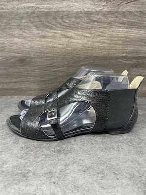 Sandálias femininas AGL Gladiator tamanho 6.5 (36.5) couro preto puxador de tornozelo - Imagem 1 de 4