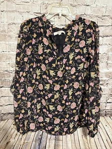 Loft Damen Langarm Bluse schwarz geblümt V-Ausschnitt Größe L  - Bild 1 von 5