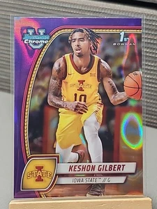 2024-25 Bowman Chrome University Keshon Gilbert Purple Lava Refractor #45 - Picture 1 of 2