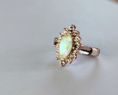 Anillo Mujer Ópalo Diamantes Oro Rosa Talla 5.5 Simulado Foto 1 de 4