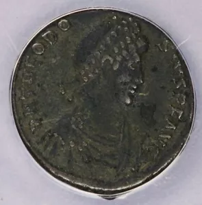 AD 379-395 Ancient Roman AE 22mm ANACS F15 Theodosius I AD 379-395 Corroded b-4 - Picture 1 of 4