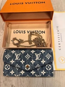 Louis Vuitton Jacquard Denim Monogramm blauer Umschlag lange Geldbörse mit vollem Lieferumfang - Bild 1 von 9
