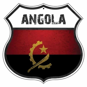 Letrero de metal de aluminio con escudo de carretera de novedad bandera de país de Angola - Imagen 1 de 1