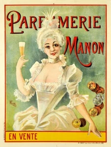 Impresión en lienzo giclee perfume francés Manon 1900 Belle Epoque Parfumerie 20X27 - Imagen 1 de 3