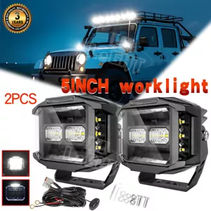 2 PIEZAS 5" 300W LED Luz de Trabajo 270° Punto de Inundación Vainas de Niebla Tirador Lateral Blanco DRL - Imagen 1 de 19