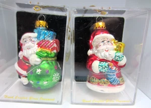 2 Santa Clause Tree Mercury Hand Crafted Glass Christmas Holiday Ornament NIB - Picture 1 of 7