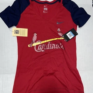 Nike St Louis Cardinals Short Sleeve V-Neck T Shirt Red Womens Medium NWT - Picture 1 of 5