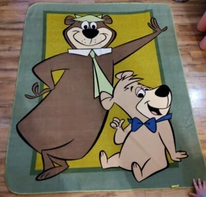 Manta polar Hanna Barbera Yogi Bear Boo Boo 62x54 dibujos animados televisión vintage - Imagen 1 de 3