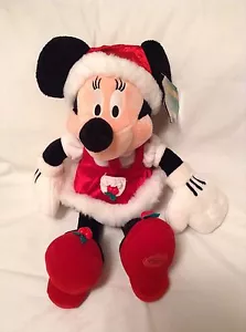 Disney Store Santa Minnie Mouse Christmas Plush 16" New - Picture 1 of 2