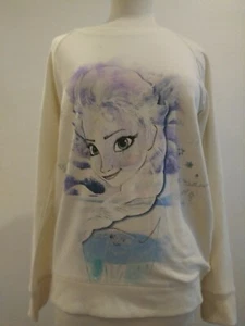 Large Frozen Disney Elsa Woven Lightweight Sweatshirt Style Top Cream - Picture 1 of 3