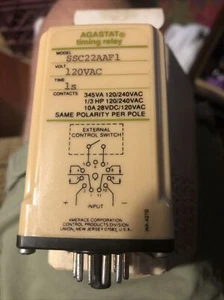 New Agastat Ssc22aaf1 Timing Relay 120vac -1s - Picture 1 of 3