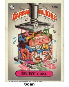 "RUBY CUBE"  (#163b)  Topps Garbage Pail Kids Sticker Card  #R920