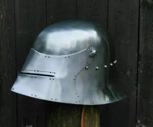 Casco medievale acciaio 18GA Jagdschaller Sallet casco cavaliere costume natalizio - Foto 1 di 8