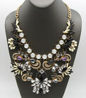 Massive Chunky Black White Purple Rhinestone Heavy Statement Runway Bib Necklace